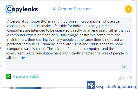 AI Content Detector meni