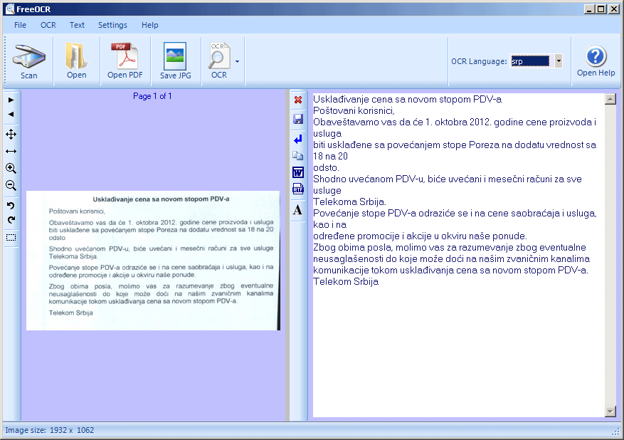 FreeOCR - program za skeniranje i prepoznavanje teksta