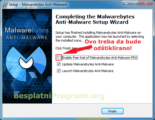 Malwarebytes Anti-Malware - instalacija