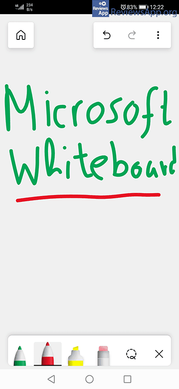 Microsoft Whiteboard meni