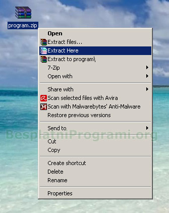 Raspakivanje ZIP fajla pomoću WinRAR arhivera