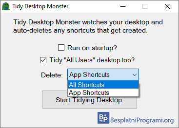 Tidy Desktop Monster meni