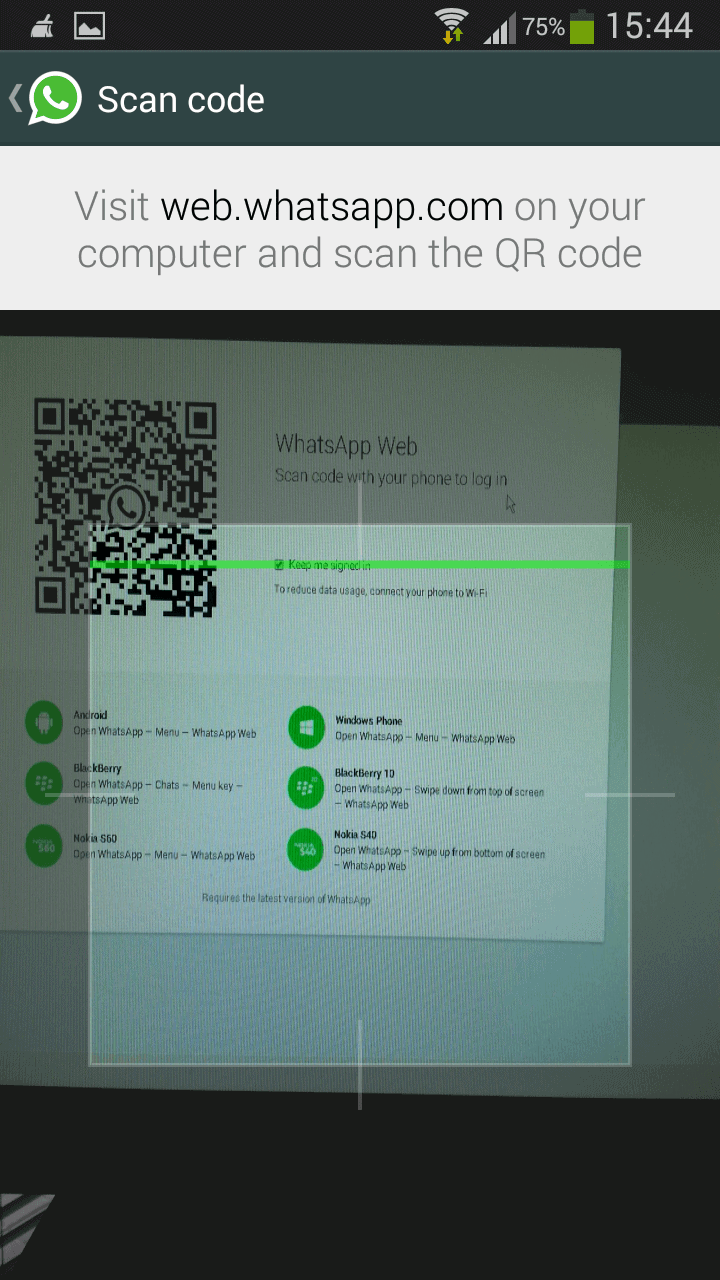WhatsApp Web skeniranje QR koda