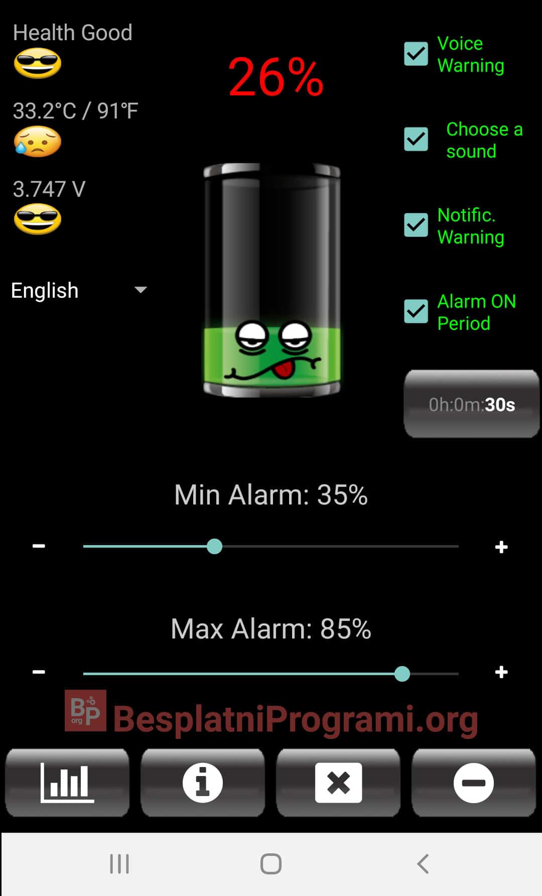 Battery Alarm Android aplikacija