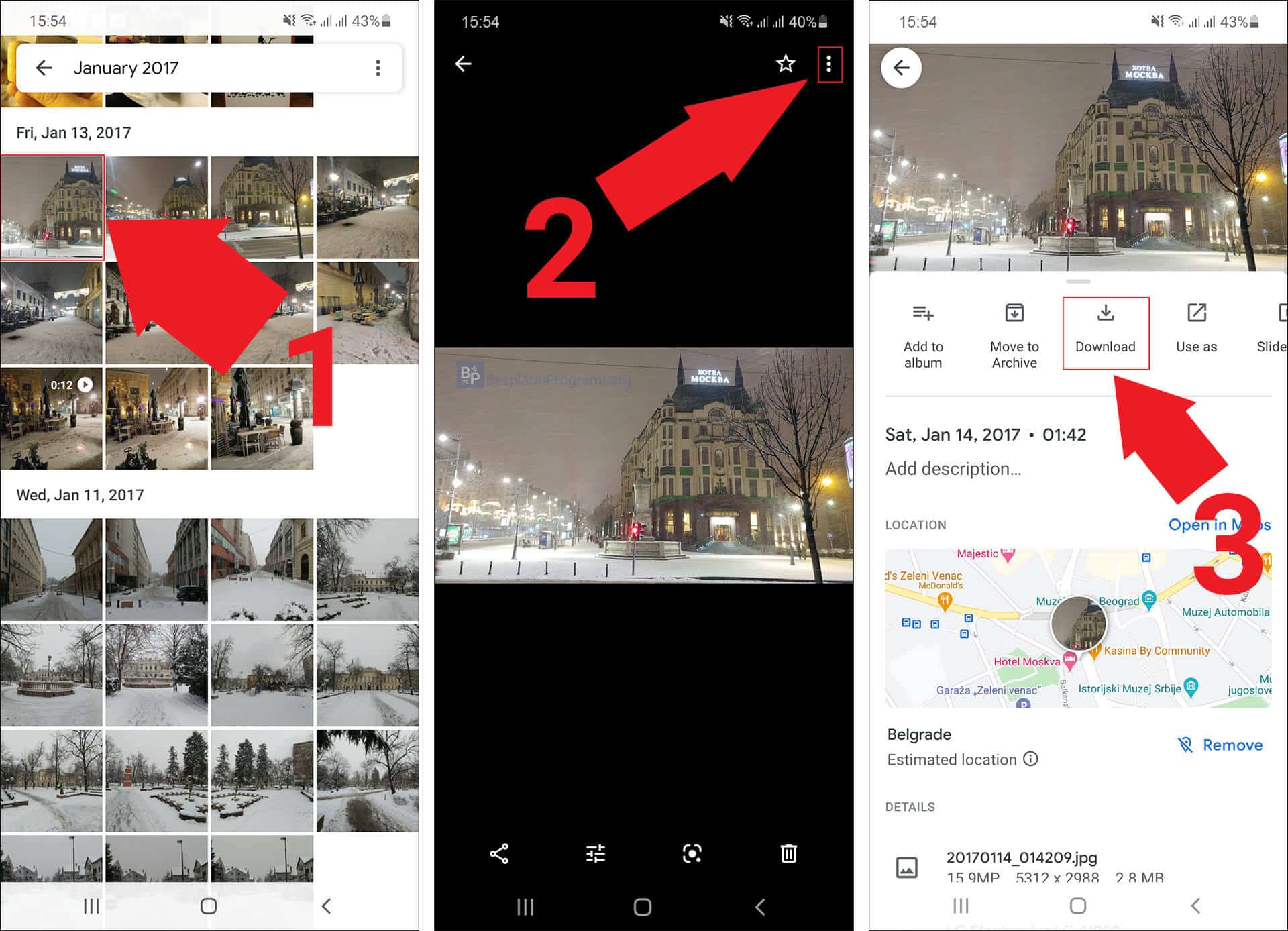 Google Photos skidanje slika i video klipova u telefon