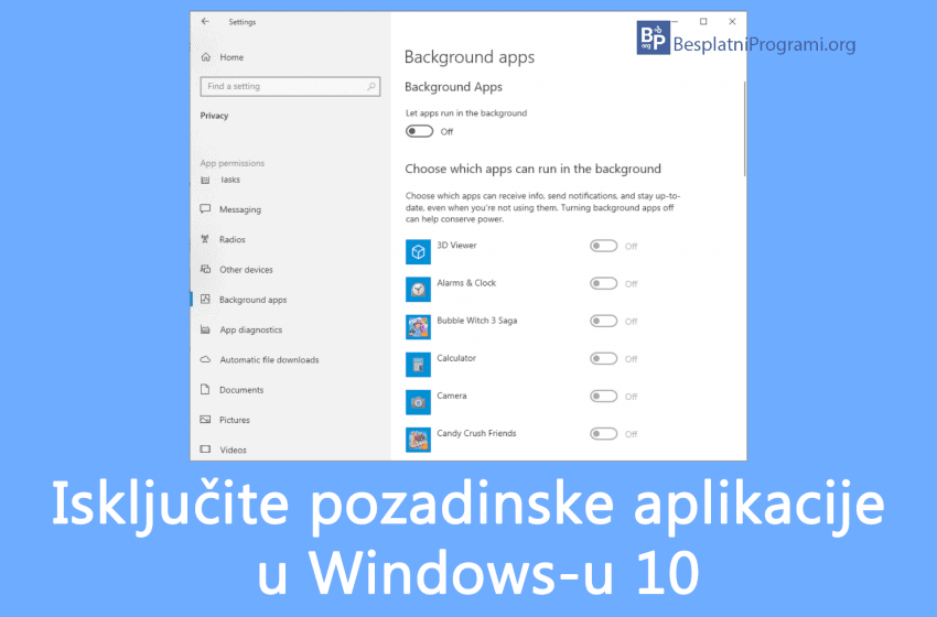  Isključite pozadinske aplikacije u Windows-u 10