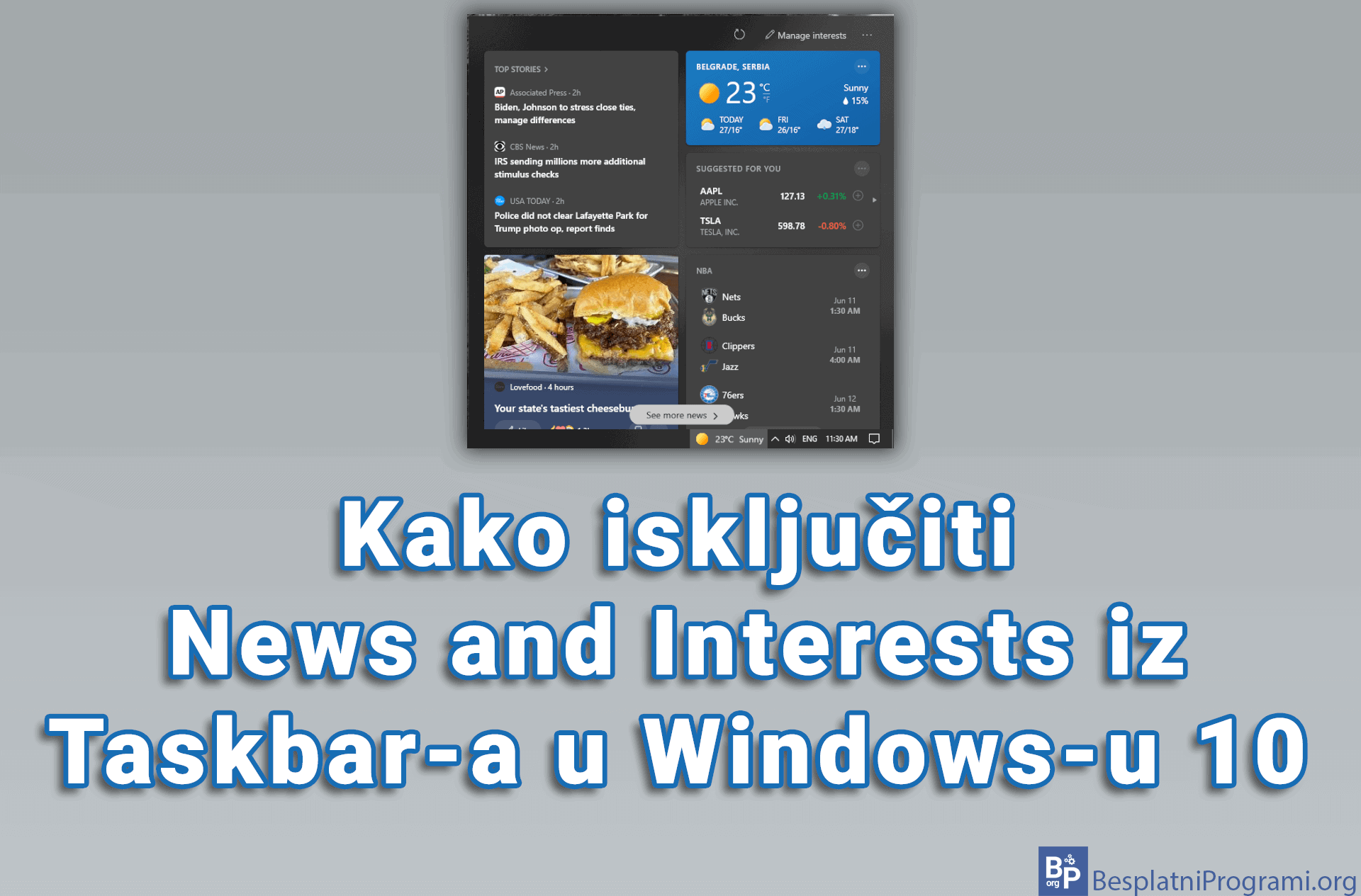 Kako isključiti News and Interests iz Taskbar-a u Windows-u 10