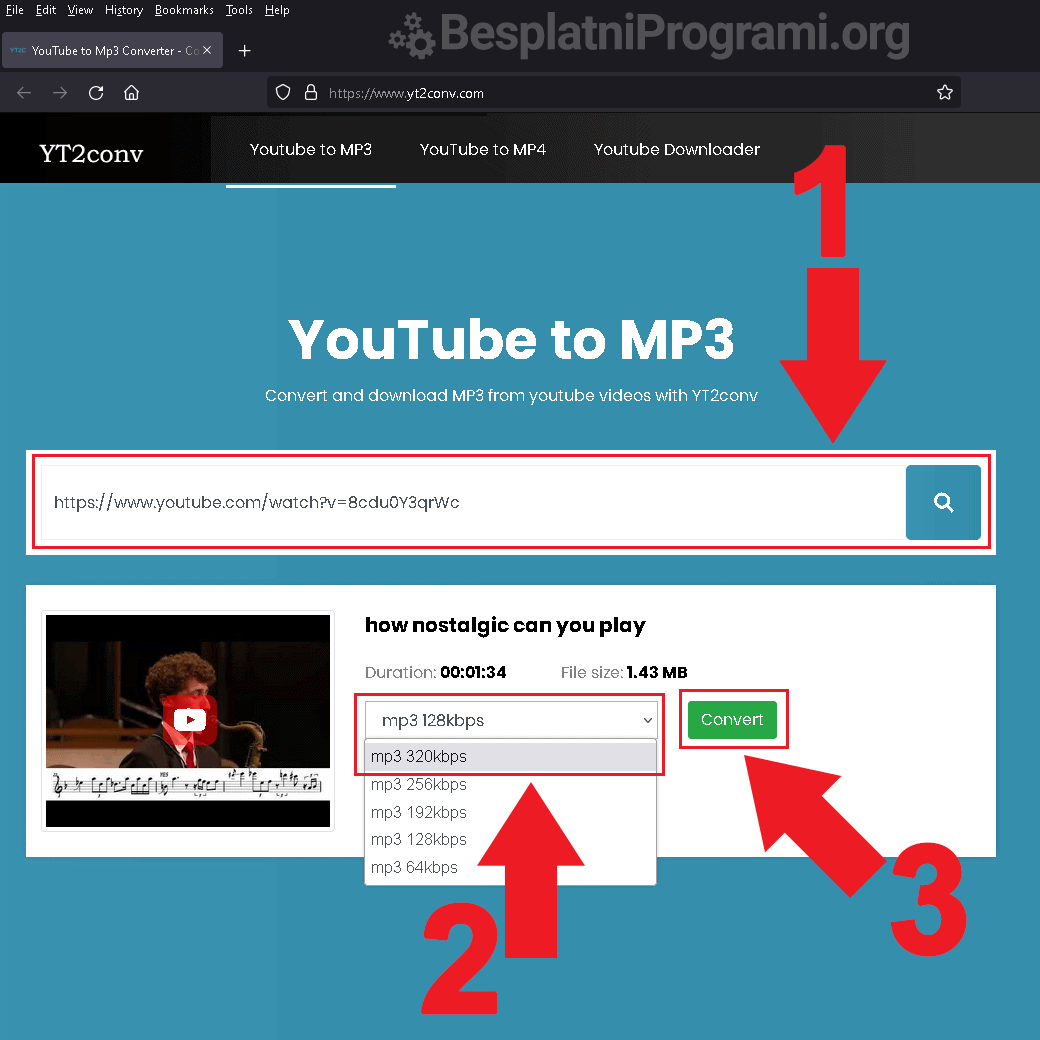 Pastovanje YouTube video linka i kovertovanje u mp3